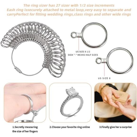 Ring Sizer Measuring Tool Metal Ring Mandrel Ring Measurer and Ring Sizer Women - Picture 5 of 7